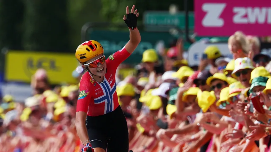 Norwegian Haugset takes stage win and yellow jersey after heroic solo of nearly 90 kilometres