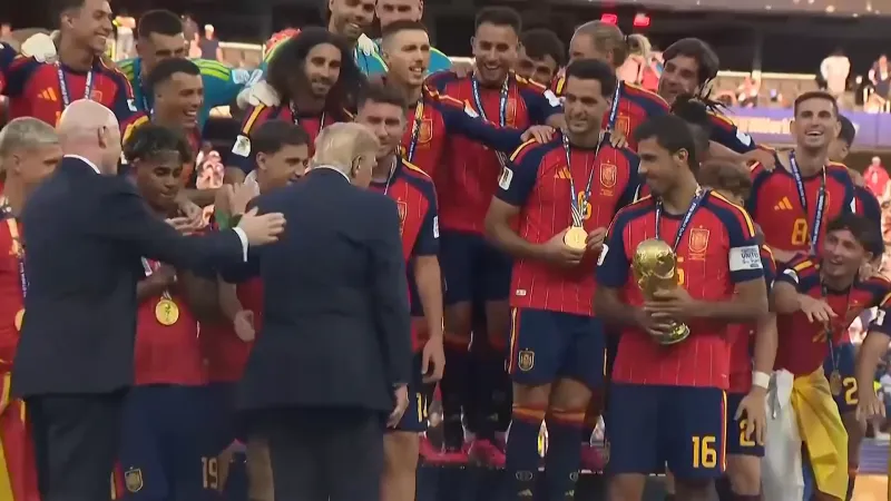 Trump remained on podium after presenting Spain with 2026 World Cup trophy, Independent reports